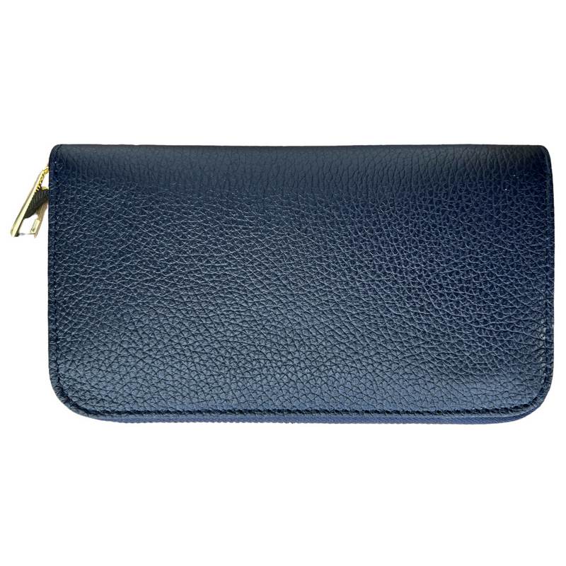 Italian Leather Zipped Purse Navy PW488 rear