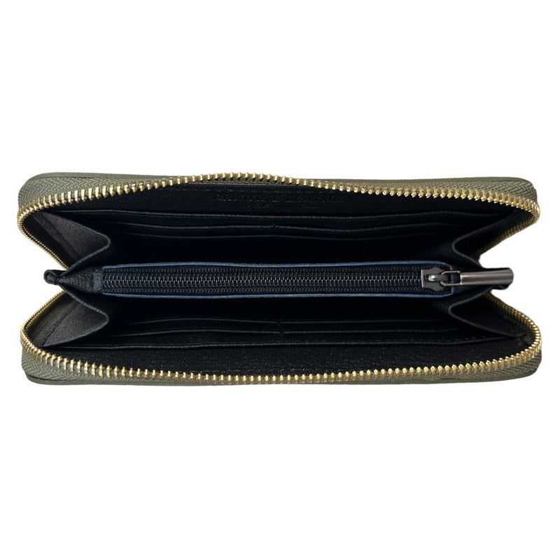 Italian Leather Zipped Purse Olive Green PW488 open