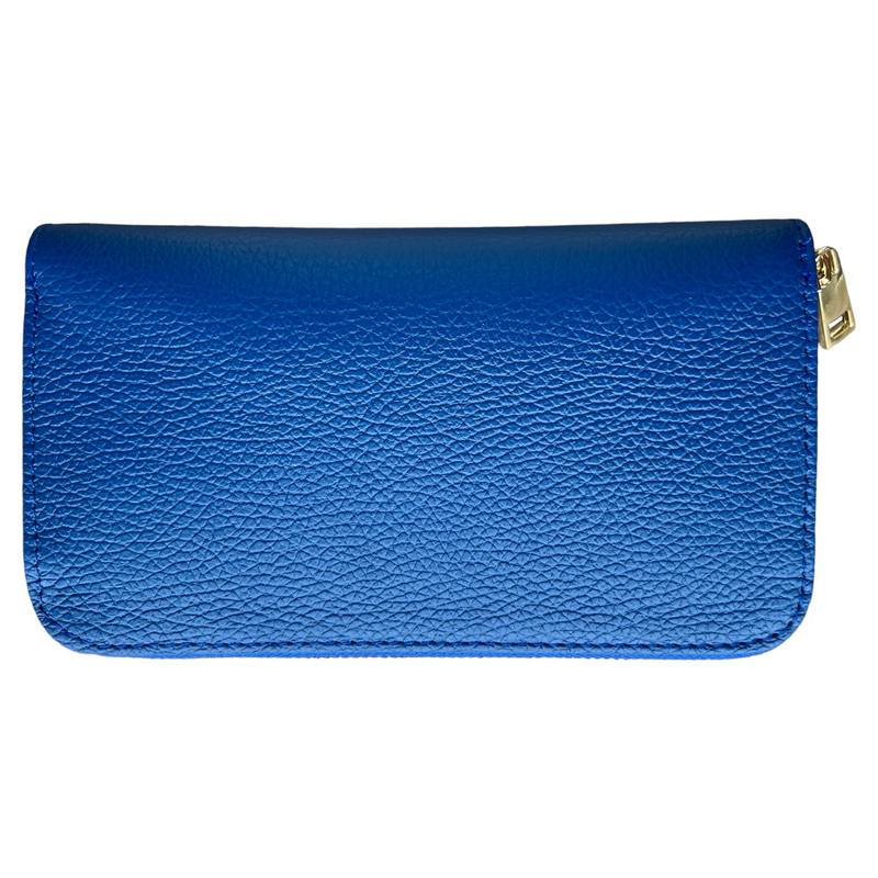 Italian Leather Zipped Purse Royal Blue PW488 front