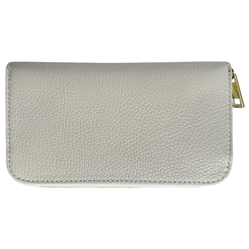 Italian Leather Zipped Purse in Cream PW488 front