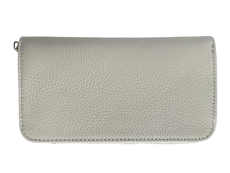 Italian Leather Zipped Purse in Cream PW488 rear