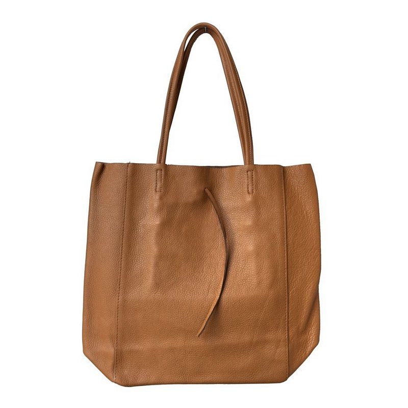Italian Big Leather Tote in Tan