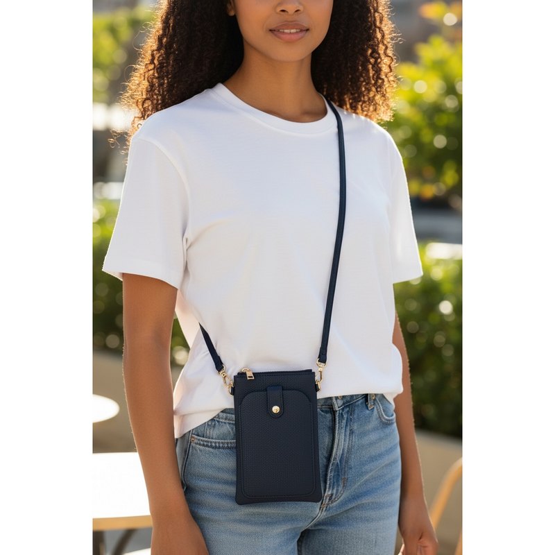 Italian Leather Tall Cross-body Bag in Black