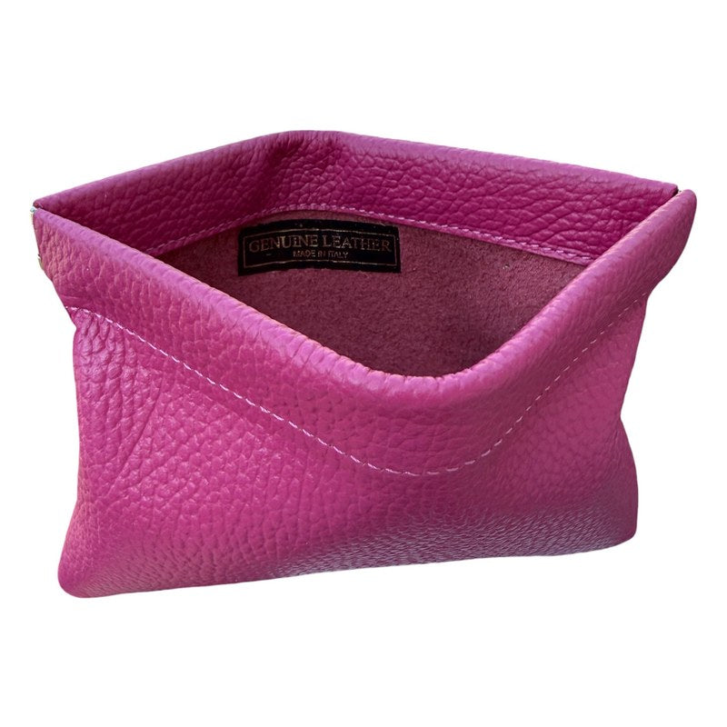 Italian Leather Mini Clutch in Fuchsia