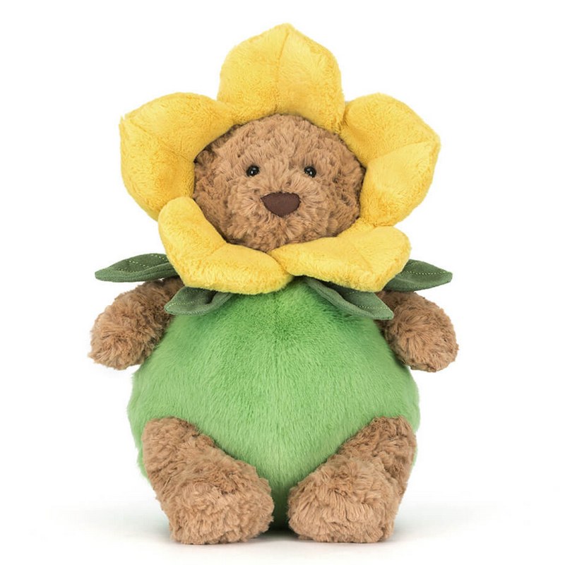 Jellycat Soft Toys Bartholomew Bear Daffodil Outfit BARM2FL front
