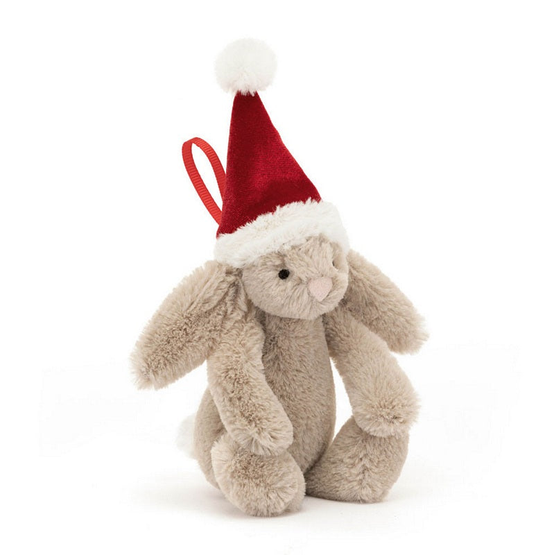 Jellycat Soft Toys Bashful Christmas Bunny Decoration BAS6CBORN front