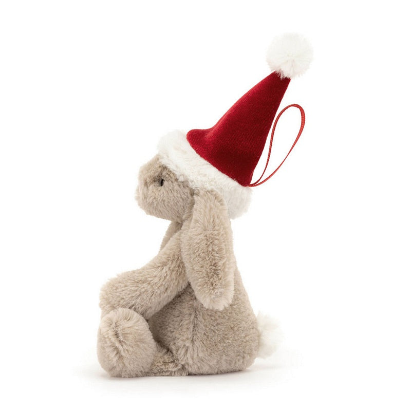 Jellycat Soft Toys Bashful Christmas Bunny Decoration BAS6CBORN side