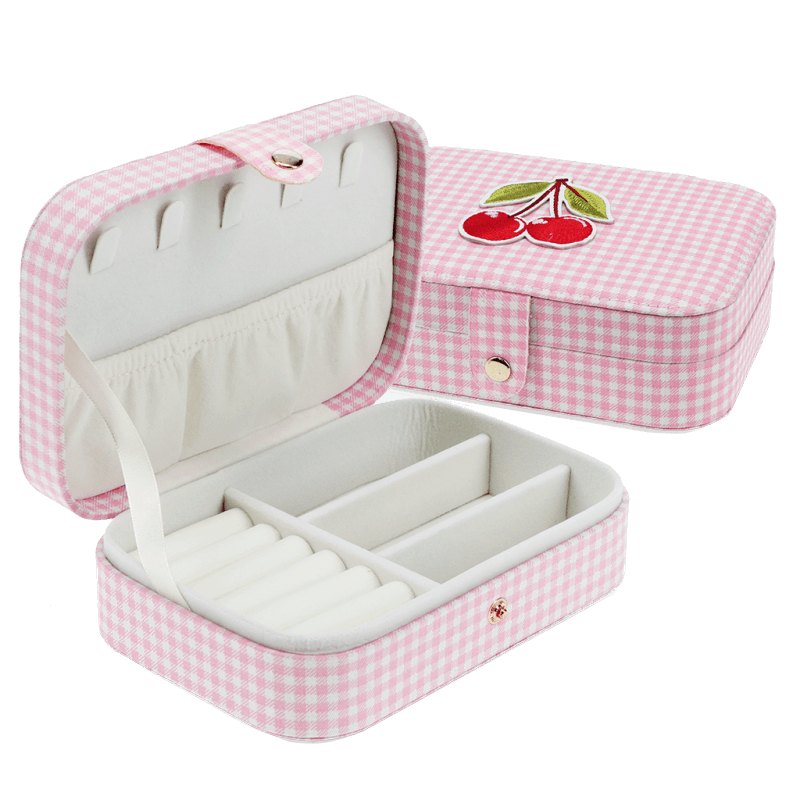 Jewellery Box Pink Gingham Cherry 31762 main