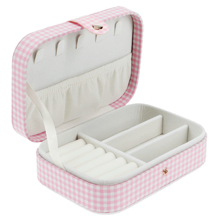 Jewellery Box Pink Gingham Cherry 31762 open