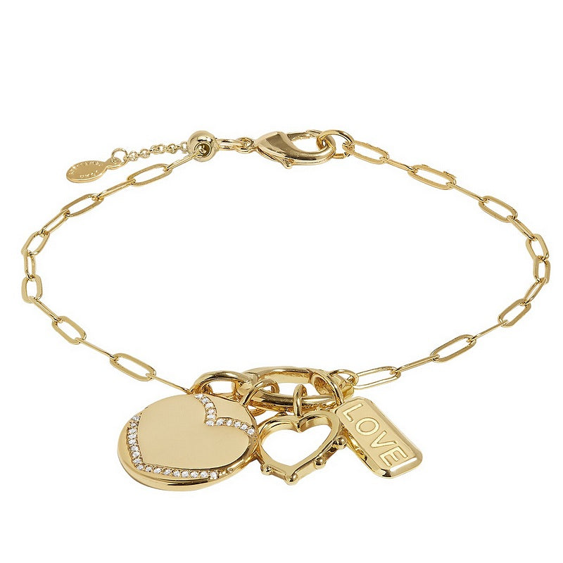 Joma 7538 Little Links Heart Oval Clasp Love Charms Bracelet Gold Plate