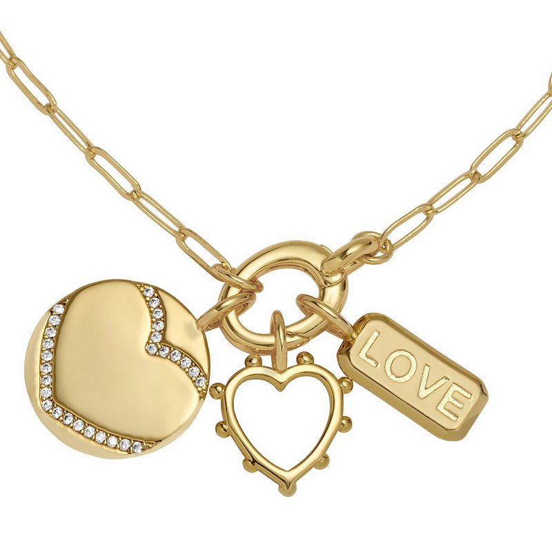 Joma 7538 Little Links Heart Oval Clasp Love Charms Bracelet Gold Plate detail