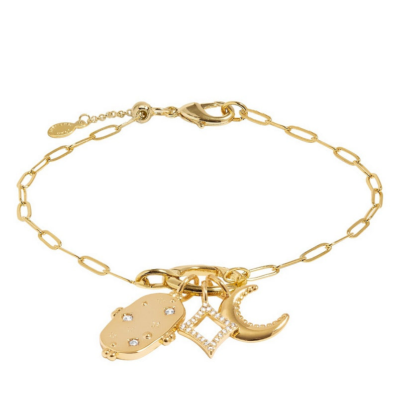 Joma 7539 Little Links Oval Clasp Celestial Charms Bracelet Gold-plated