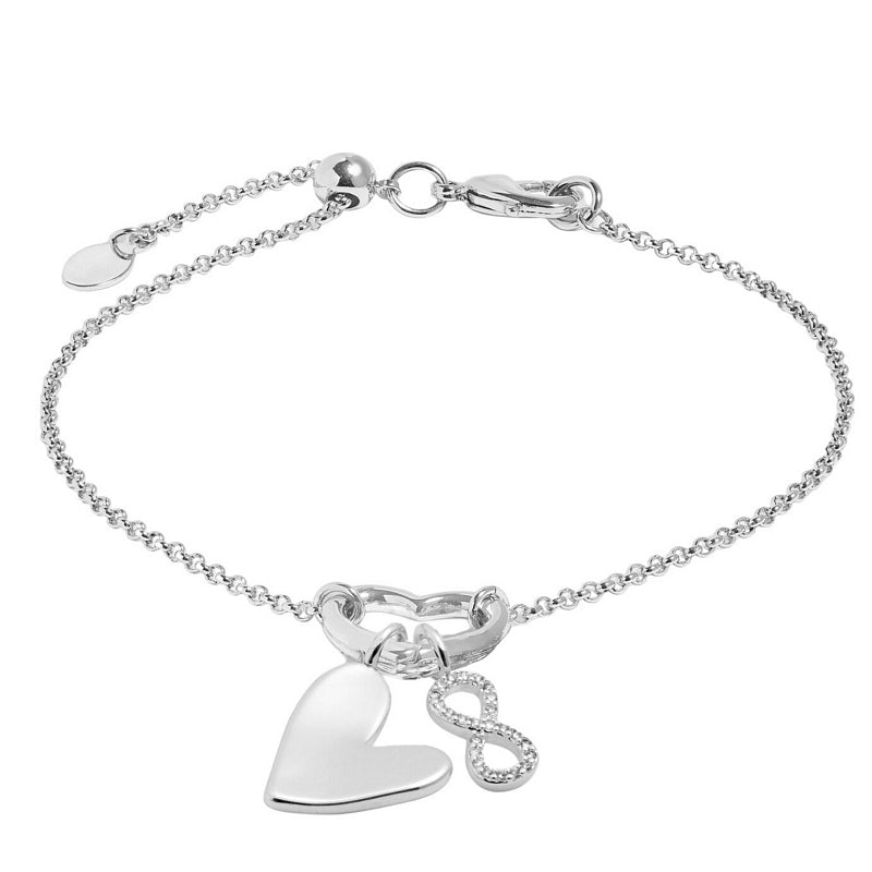 Little Links Heart Clasp Forever Heart Charms Bracelet Silver-plated