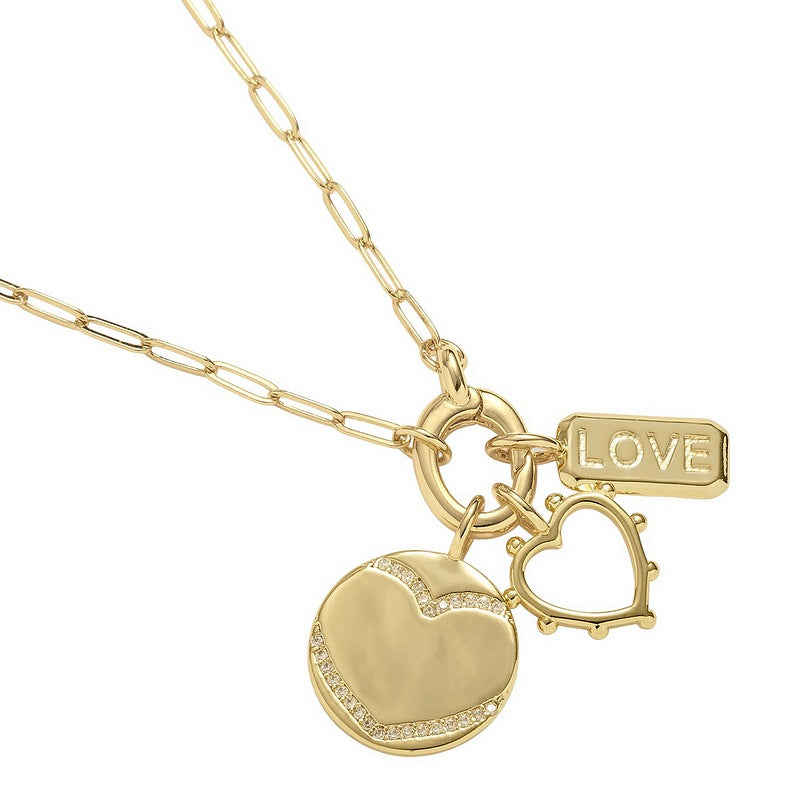 Joma 7544 Little Links Oval Clasp Love Charms Necklace Gold-plated detail