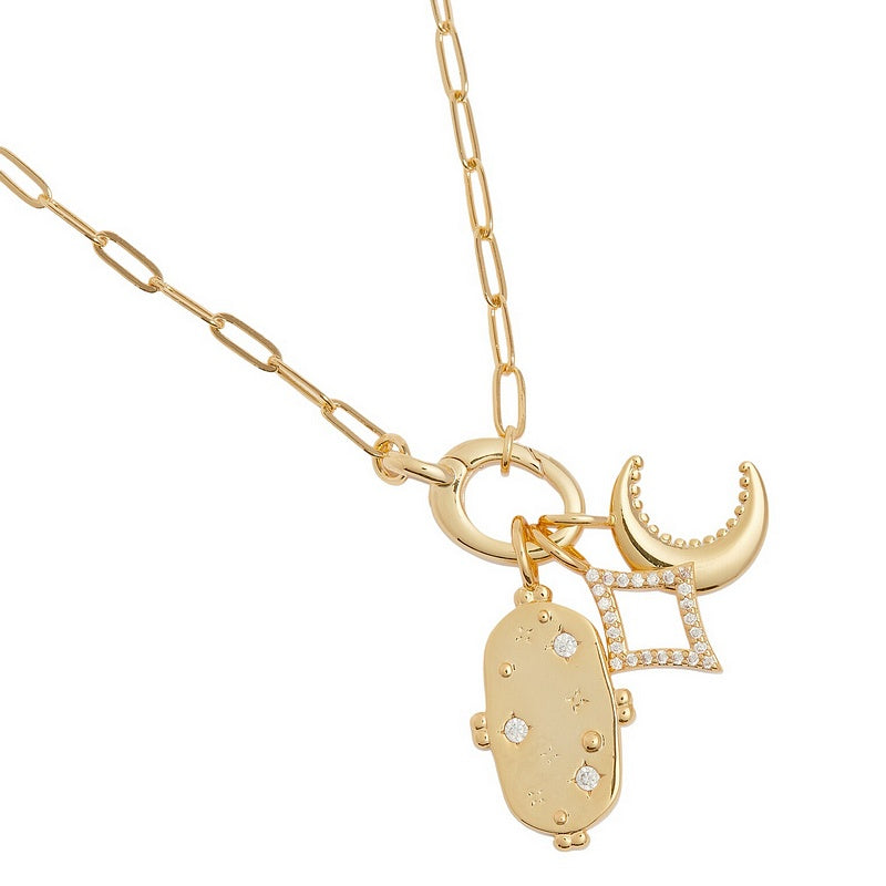 Joma 7545 Little Links Oval Clasp Celestial Charms Necklace Gold-plated detail