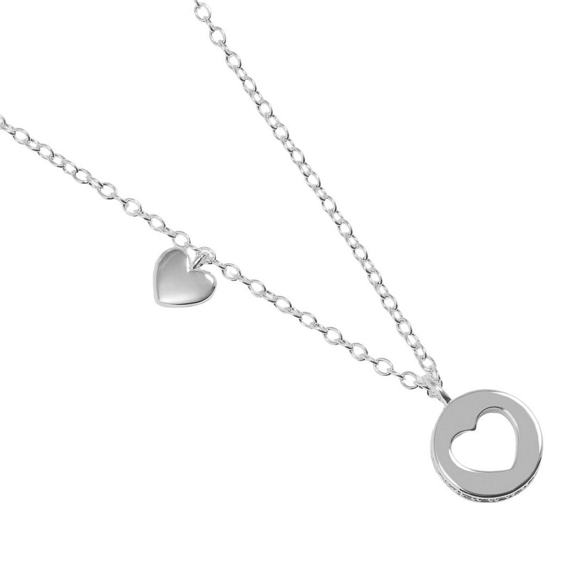 Style Stories Pave Edge Heart Necklace Silver-plated