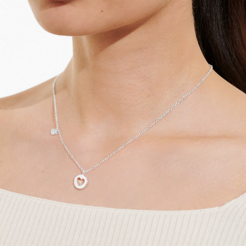 Style Stories Pave Edge Heart Necklace Silver-plated