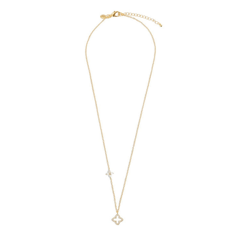 Joma 7724 Style Stories Pave Clover Necklace Gold-plated