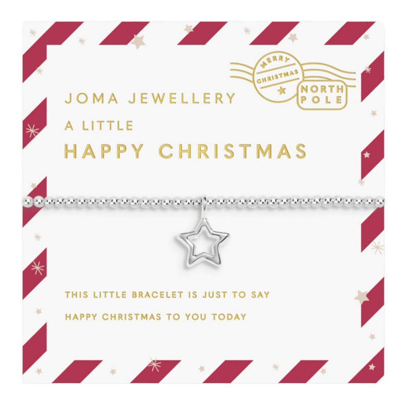 Joma C929 A Little Happy Christmas Kids Stocking with Bracelet and 2 Hair Clips bracelet on card