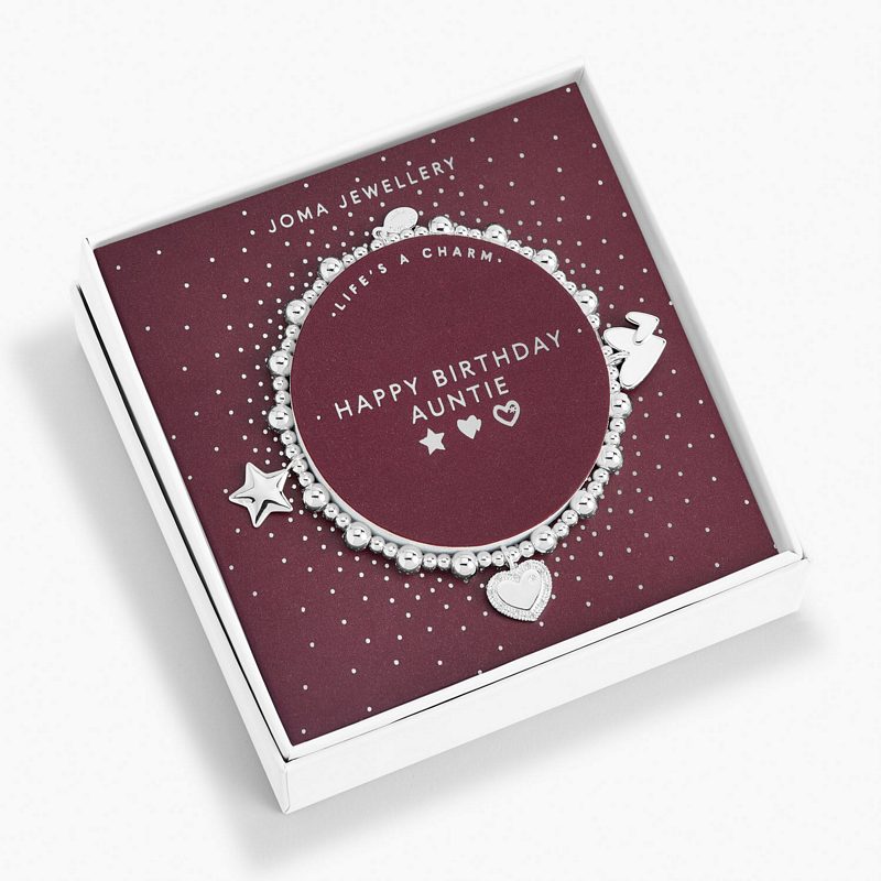 Joma Jewellery 6168 Life's A Charm Bracelet Happy Birthday Auntie in box