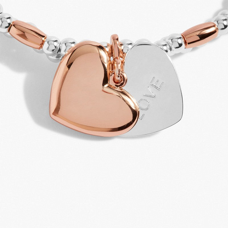 Joma Jewellery 6388 Lila Heart Silver & Rose Gold Bracelet detail