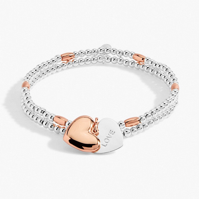 Joma Jewellery Lila Heart Silver Rose Gold Bracelet 6388