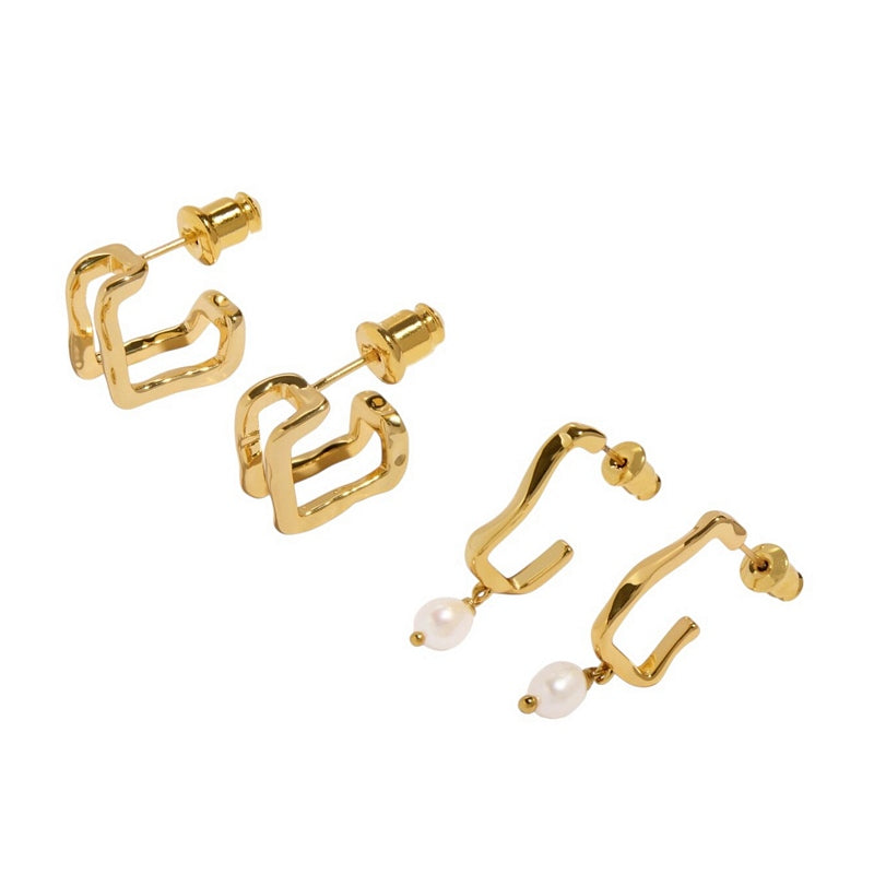 Joma Jewellery 8473 Soul Shine Earring Stack Textured Pearl Set of 2 Drop Earrings 2 sets