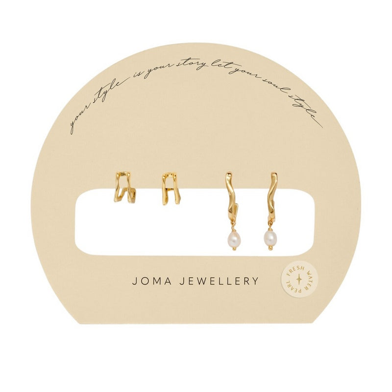 Joma Jewellery 8473 Soul Shine Earring Stack Textured Pearl Set of 2 Drop Earrings main