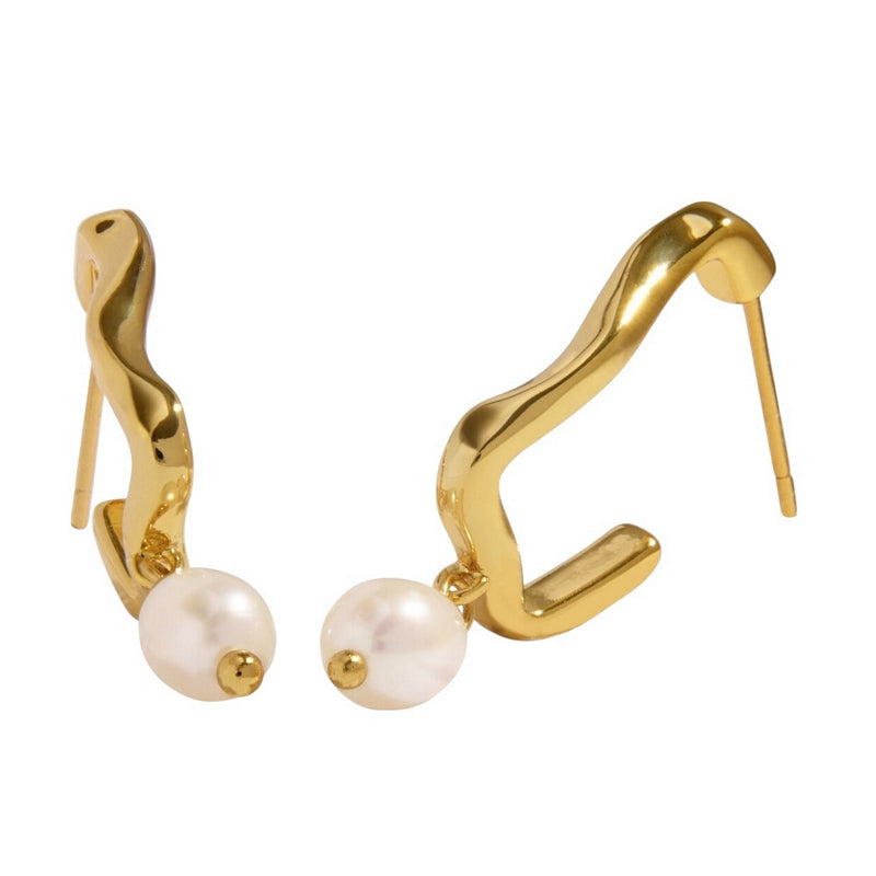 Joma Jewellery 8473 Soul Shine Earring Stack Textured Pearl Set of 2 Drop Earrings set 2