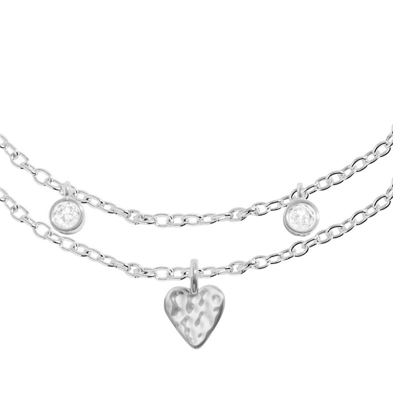 Joma Jewellery 8644 Lumia Hammered Heart Bracelet Silver detail