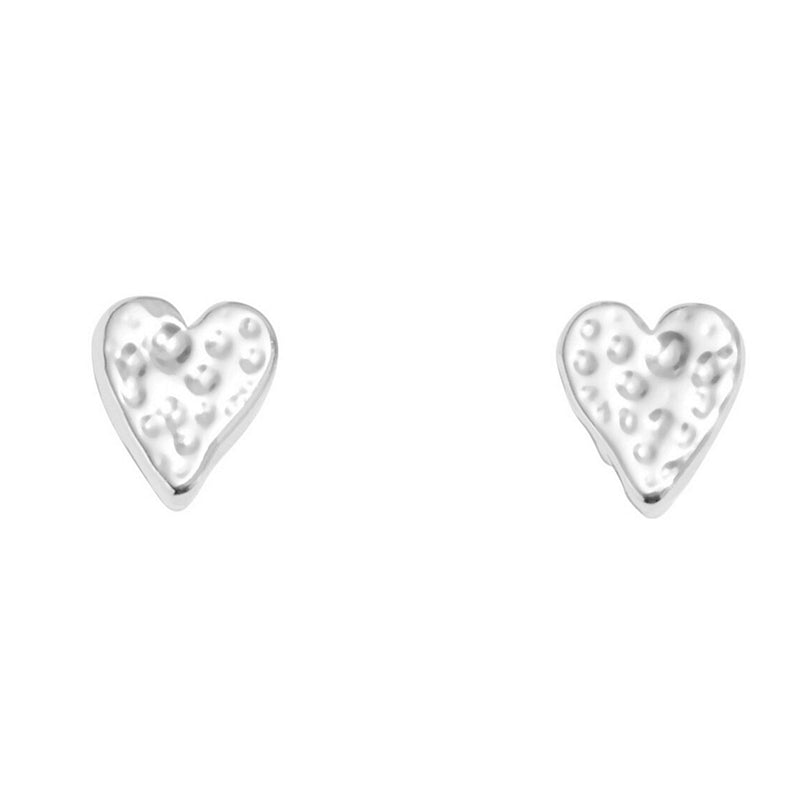 Joma Jewellery 8650 Lumia Hammered Heart Stud Earrings Silver front