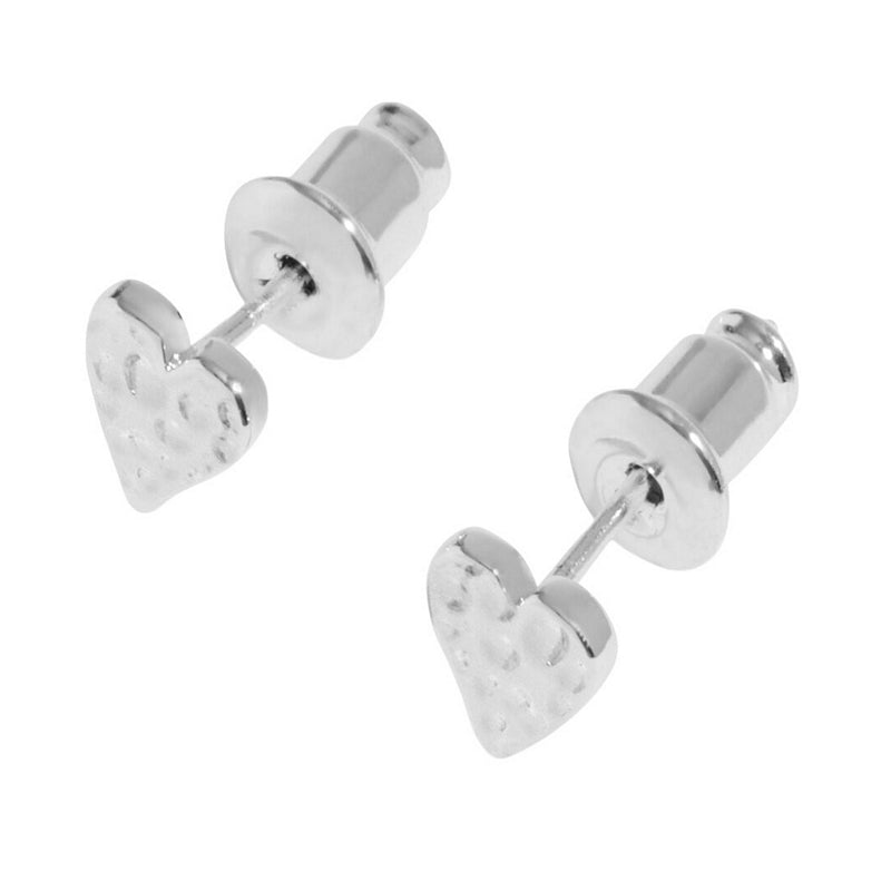 Joma Jewellery 8650 Lumia Hammered Heart Stud Earrings Silver side