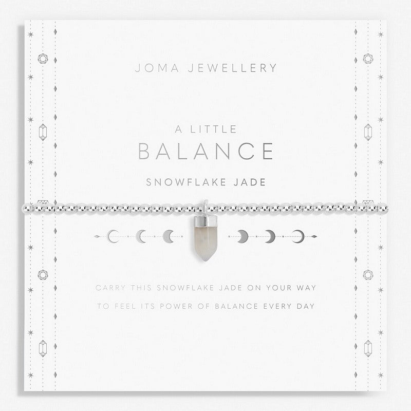 Joma Jewellery A Little Balance Snowflake Jade Bracelet 6146 on card