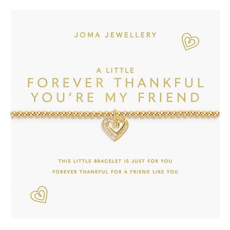Joma Jewellery A Little Forever Thankful You're My Friend Gold Bracelet 9271 on card