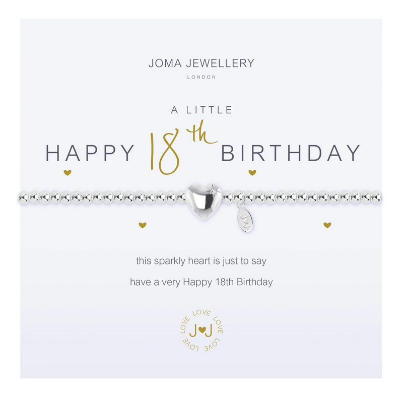 Joma Jewellery A Little Happy 18th Birthday Bracelet 1086 on card