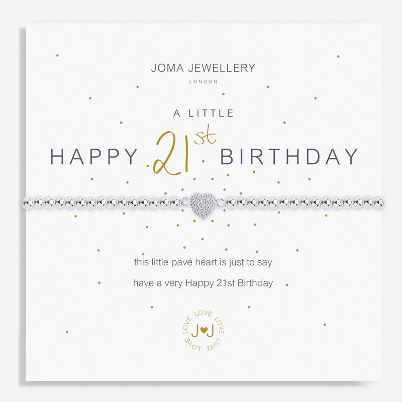 Joma Jewellery A Little Happy 21st Birthday Pave Heart Bracelet 1220 on card