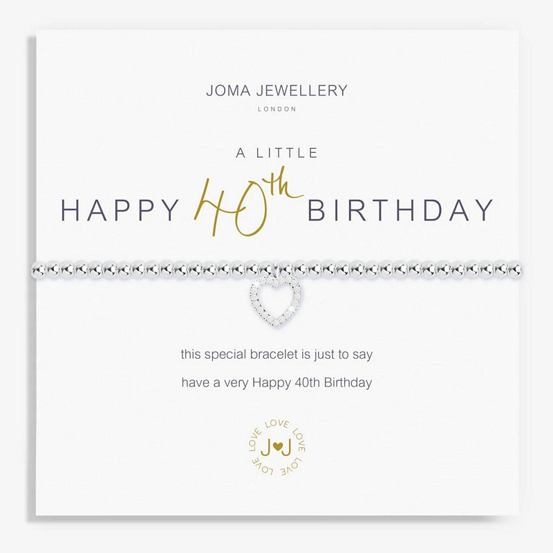 Joma Jewellery A Little Happy 40th Birthday Bracelet 2073 on card