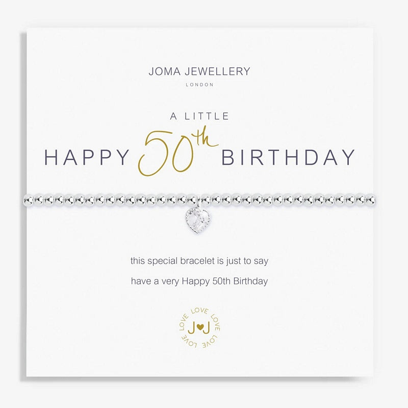 Joma Jewellery A Little Happy 50th Birthday Bracelet 2074 on card