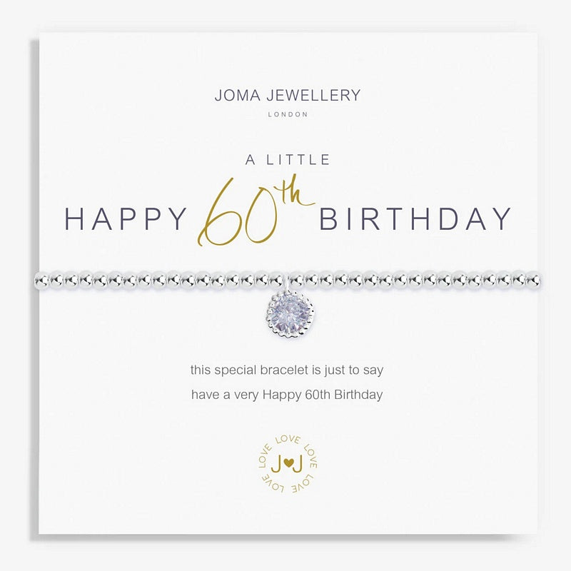 Joma Jewellery A Little Happy 60th Birthday Bracelet 2075 on card