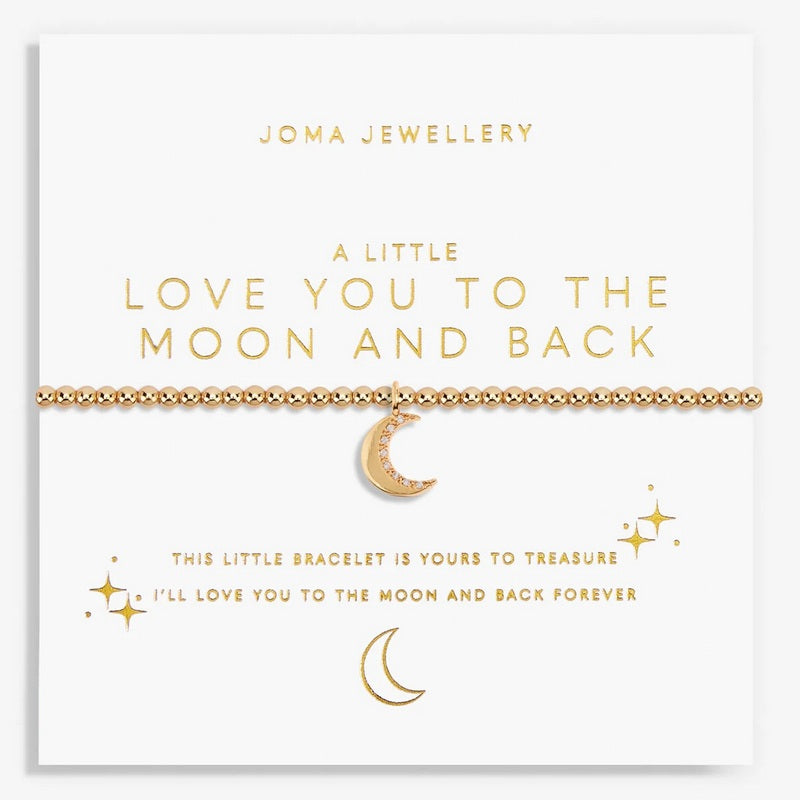 Joma Jewellery A Little Love You To The Moon Gold Bracelet 6186 on card