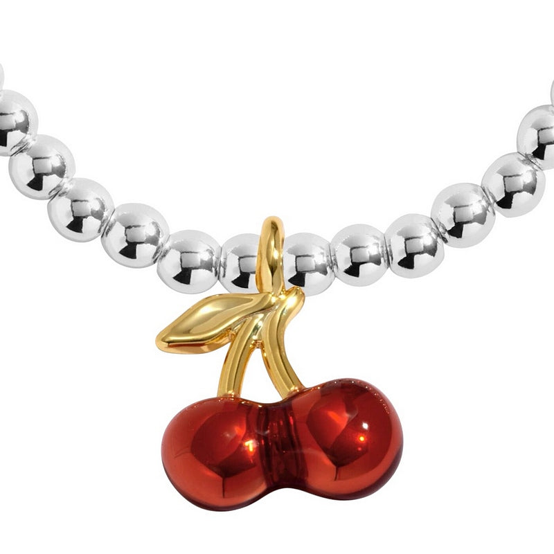 Joma Jewellery A Little Vibes Cherry On Top Bracelet 9832 charm detail