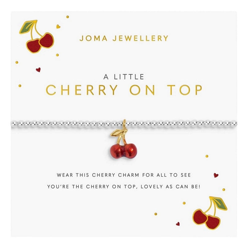 Joma Jewellery A Little Vibes Cherry On Top Bracelet 9832 on card