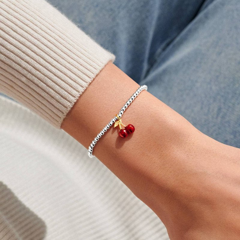 Joma Jewellery A Little Vibes Cherry On Top Bracelet 9832 on model