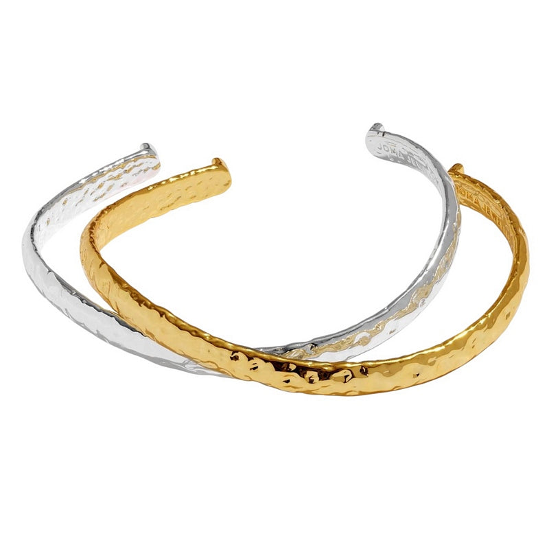 Joma Jewellery Bracelet Bar Hammered Bangle Set Silver and Gold 10252 main