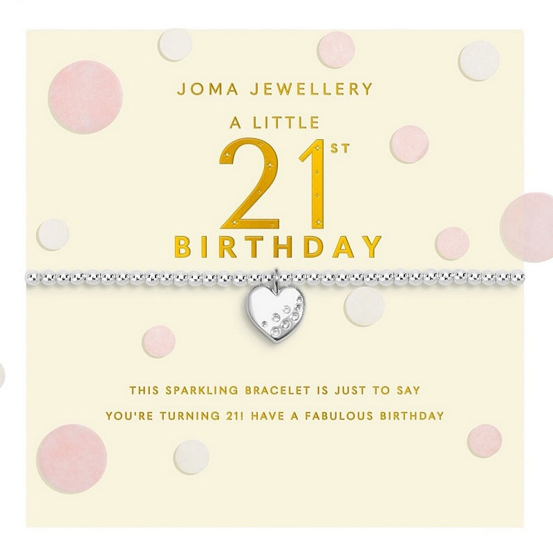 Joma Jewellery Confetti A Little 21st Birthday Bracelet 9589 on card