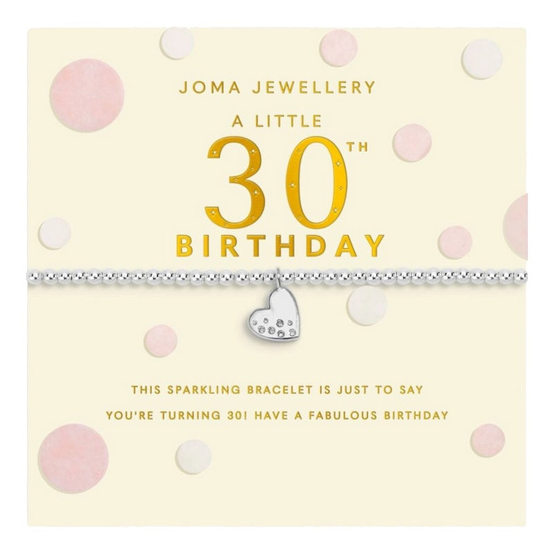 Joma Jewellery Confetti A Little 30th Birthday Bracelet 9590 on card