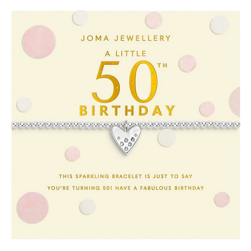 Joma Jewellery Confetti A Little 50th Birthday Bracelet 9592 on card