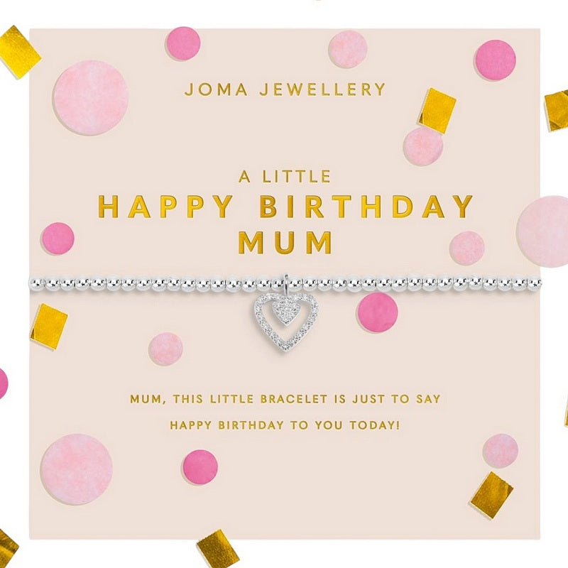 Joma Jewellery Confetti A Little Happy Birthday Mum Bracelet 10303 on card