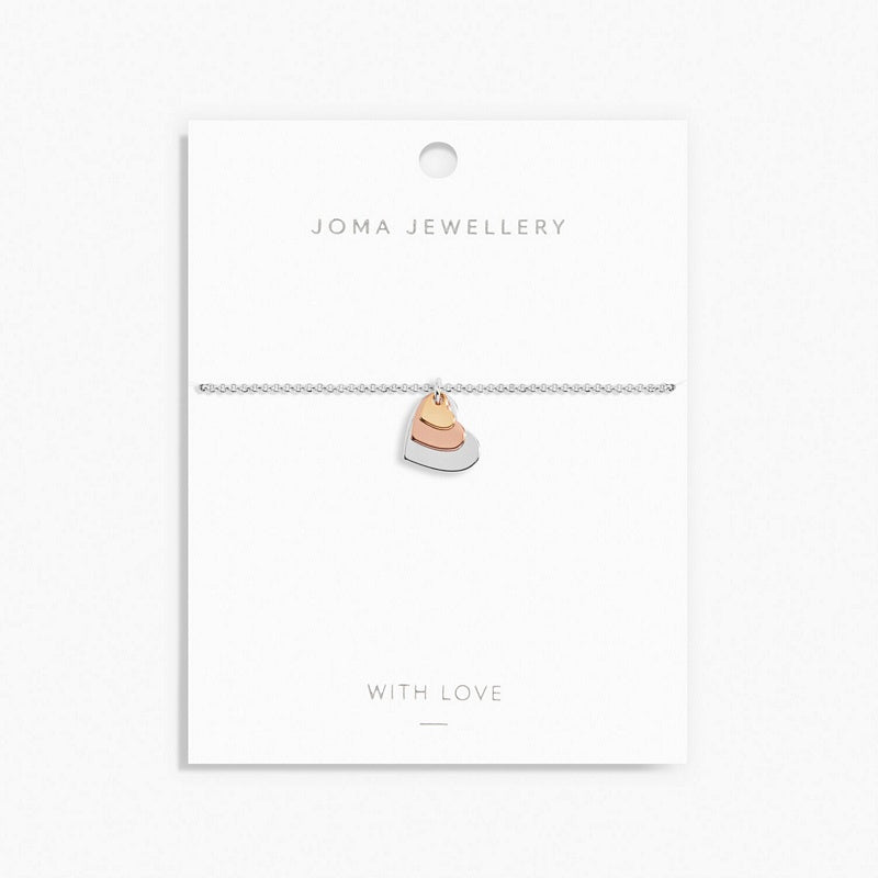 Joma Jewellery Graduating Hearts Bracelet 6394 on card
