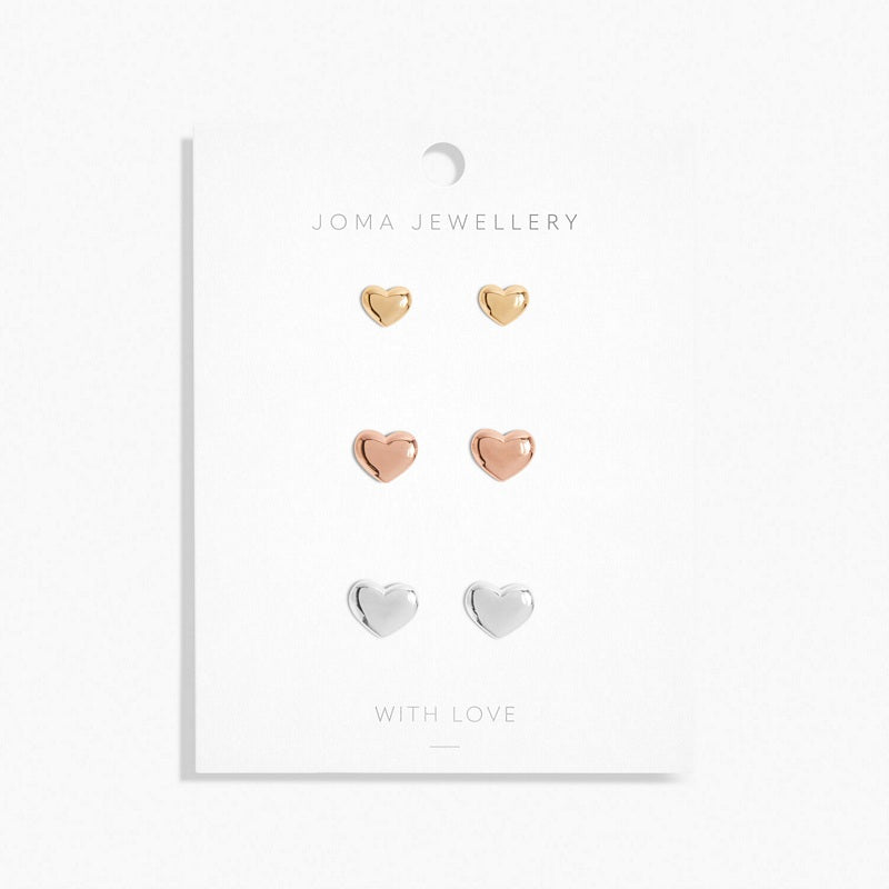 Joma Jewellery Graduating Hearts Earrings 6395 on card